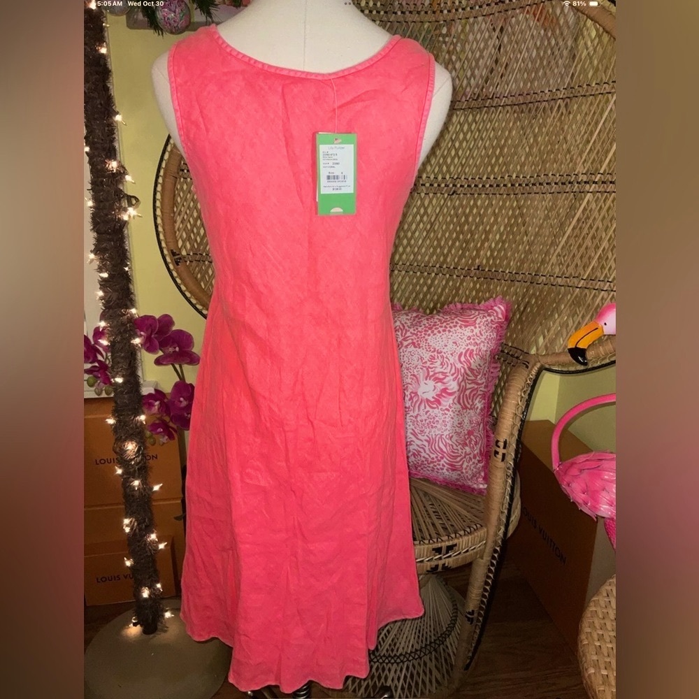 Lilly Pulitzer NWT Patterson Linen Dress Hot 🔥 Coral $138 Size S - Picture 4 of 7